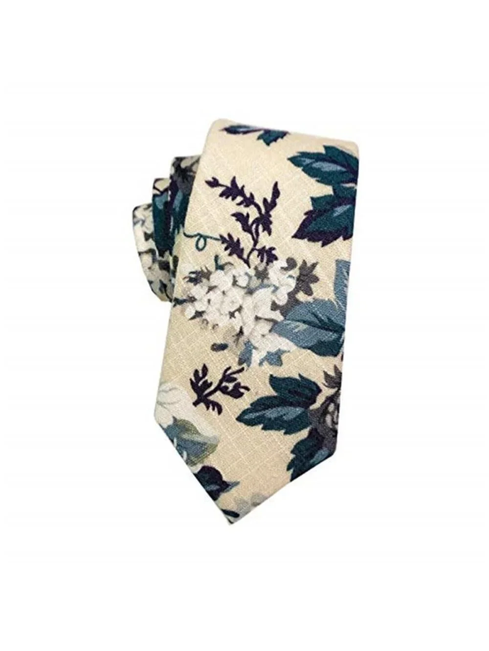 Men's Cotton Floral Neck Tie 2.56'' Printed Skinny Tie